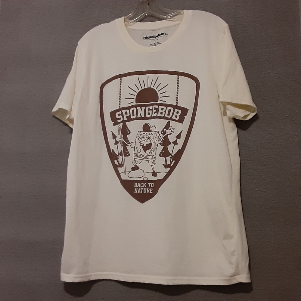 Nickelodeon Spongebob Squarepants Shirt Adult Large Beige Back to Nature Tee 237